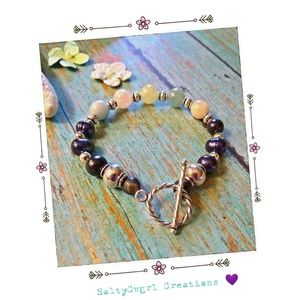 Morganite and Black Freshwater Pearl Bracelet